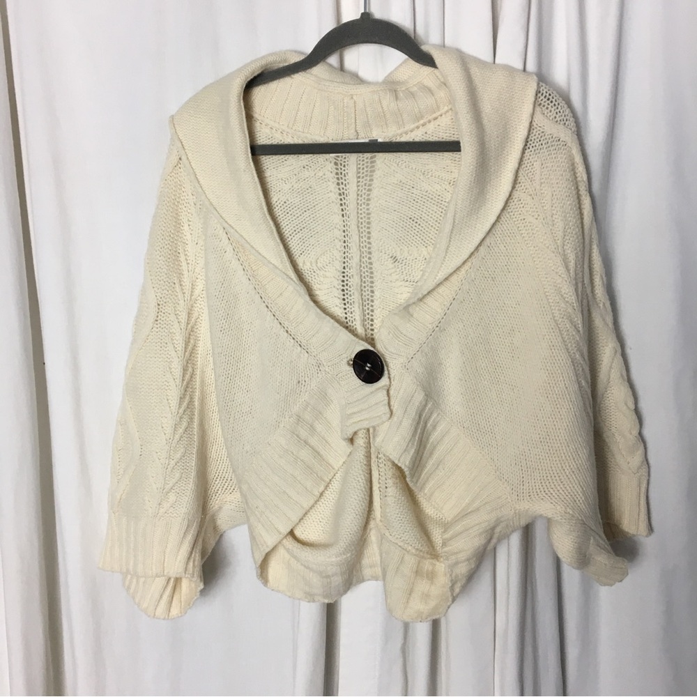 Fisherman out of Ireland 1 Button Wool Cashmere Blend Knit Sweater Shrug S